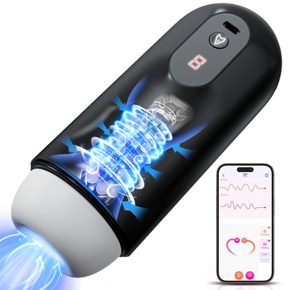 Automatic Sucking Male Masturbators Penis Pump - Upgraded Male Sex Toys for Men with 8 Sucking & Thrusting & Rotating Modes,APP Control Adult Toys Pocket Pussy 3D Male Stroker with Blowjob Toy