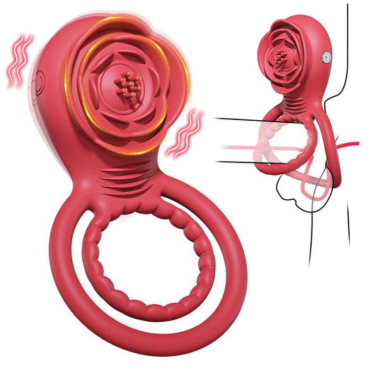 Rose Sex Toys Vibrator - APP Couples Adult Toys Clitoral Stimulator Penis Ring Vibrators, Vibrating Cock Ring Penis Trainer with 10 Vibrations Male Sex Toy for Women and Men Sex Games