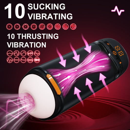 Male Masturbator Penis Pump - Male Sex Toys for Men with Upgrade 12 S Vacuum Pump & 10 Thrusting Rotating Vibrating Sucking Licking LCD Adult Toys Mens Sex Toys Pumps & Enlargers