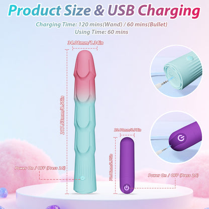 Seven Ge Sex Toys Vibrator Wand with Bullet Vibrator Set