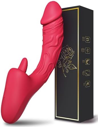 G Spot Vibrator Dildo Sex Toys for Women Realistic Tongue Rabbit Vibrator with 7 Vibrations & 7 Licking with Flapping, Adult Toys Thrusting Vibrator, Sexual Pleasure Tools for Women (Red)